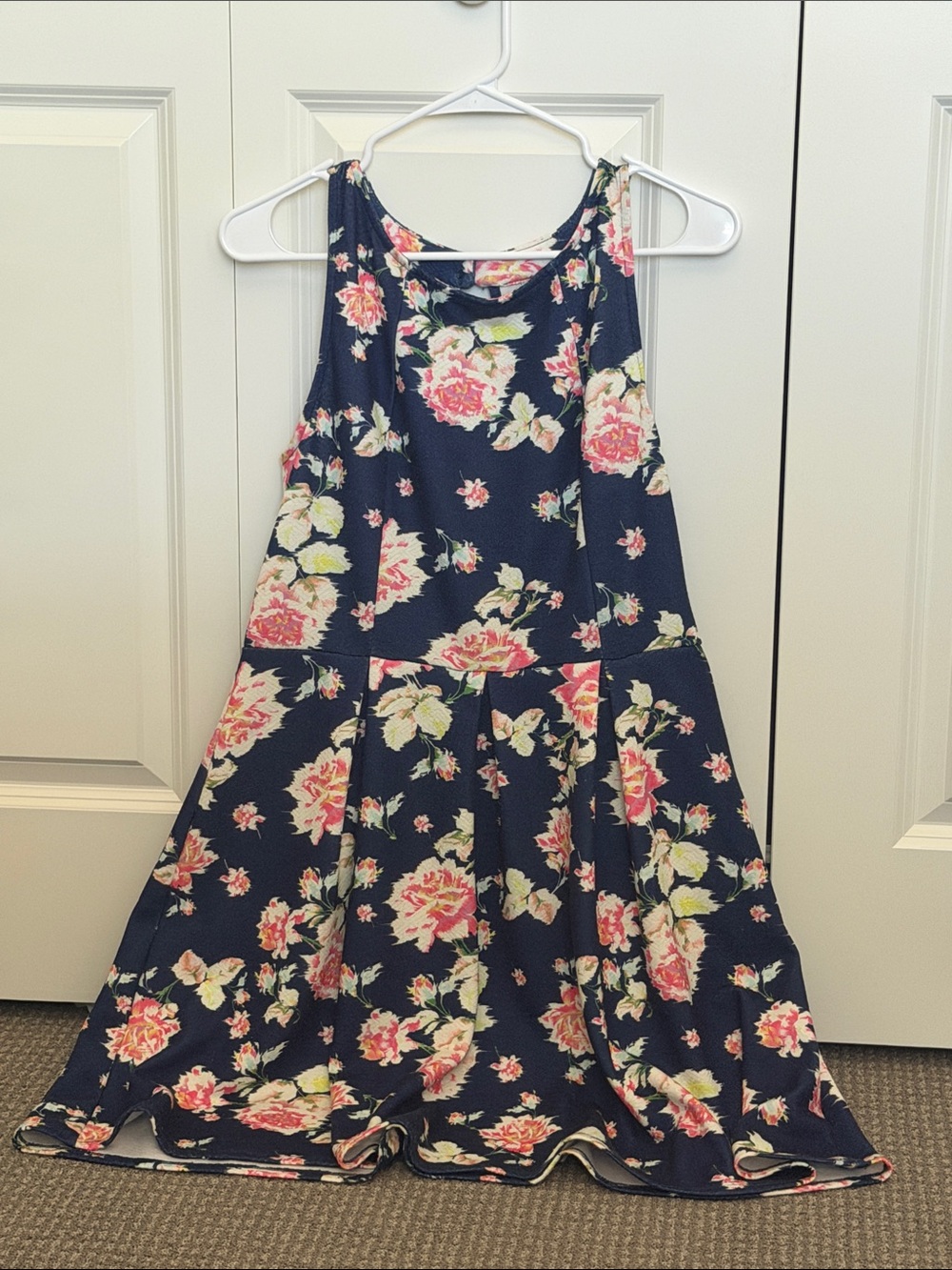 Xhilaration Navy Floral Swing Dress with Pink Roses